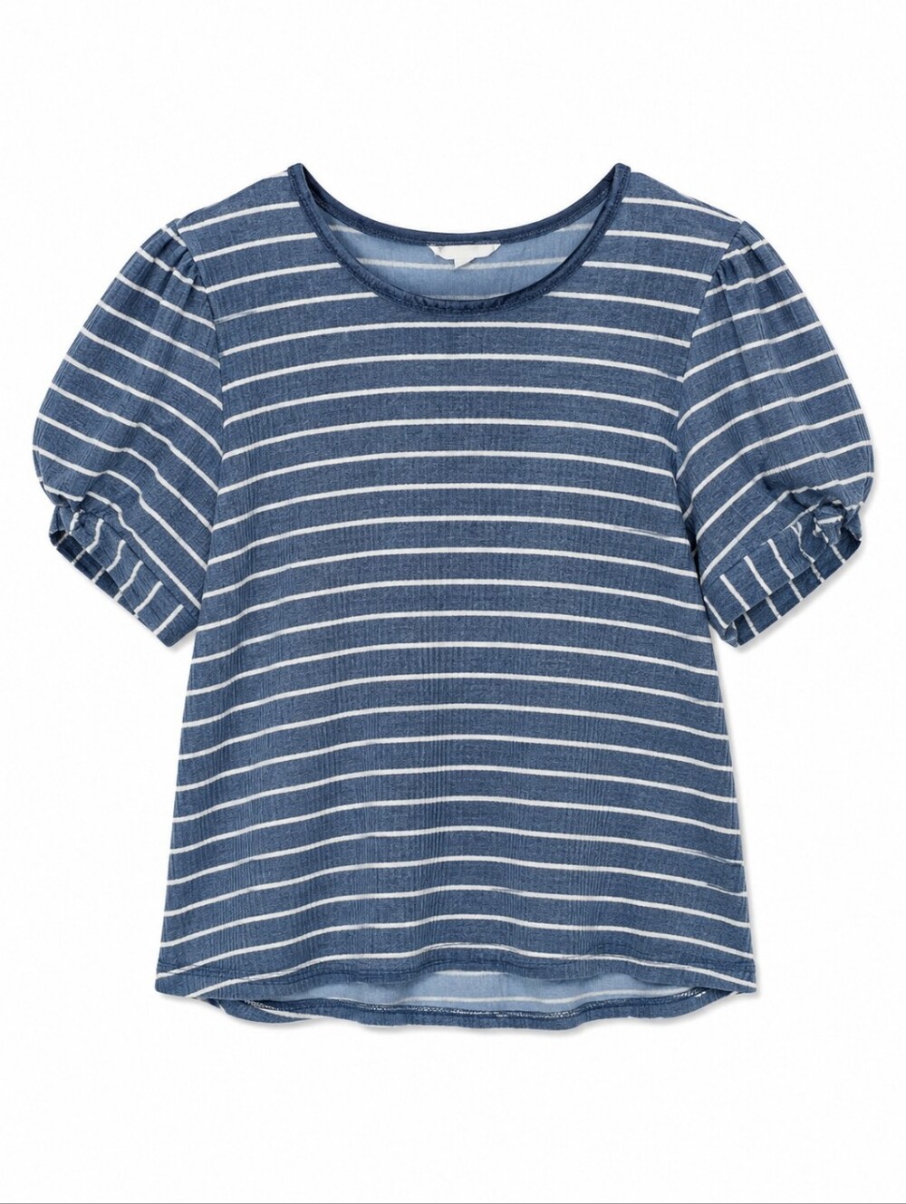298.Anthropologie‎ Striped Puff-Sleeve Tee - Blue